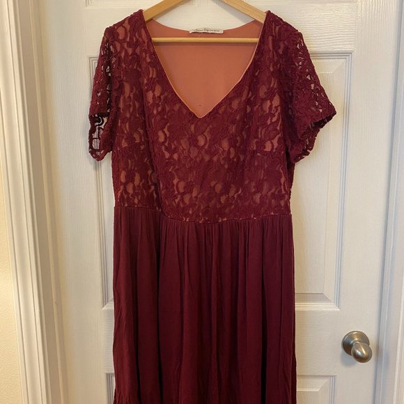 American Rag Burgundy Lace Dress 1X - Picture 1 of 4